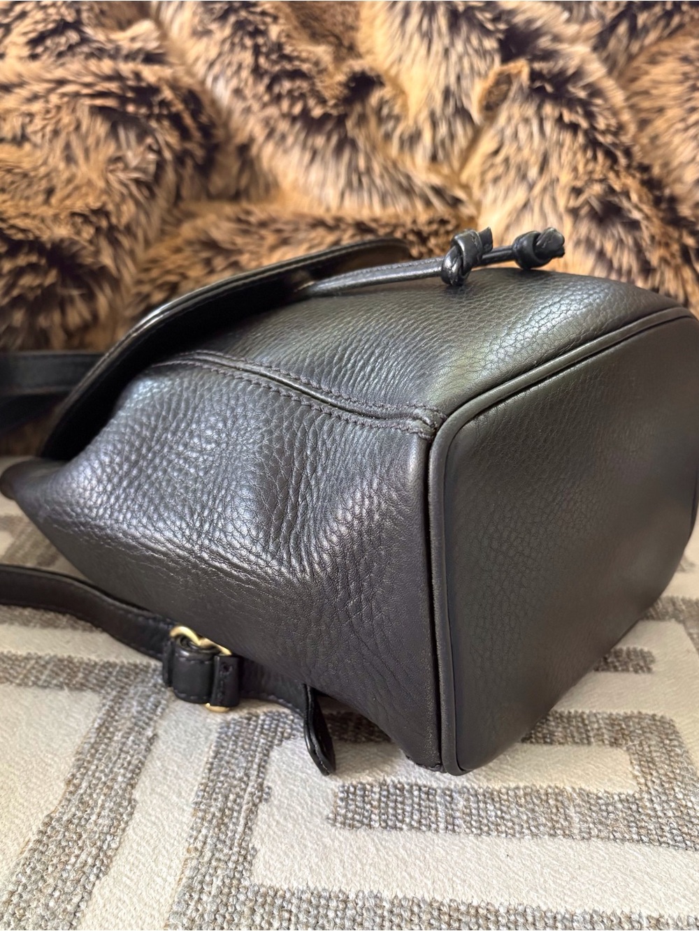 Vintage Coach Black Leather Sonoma Drawstring Backpack ~ 4925! - Picture 3 of 11